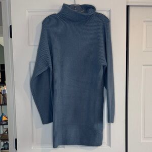 Vici Slate Blue Ribbed Turtleneck Sweater Dress